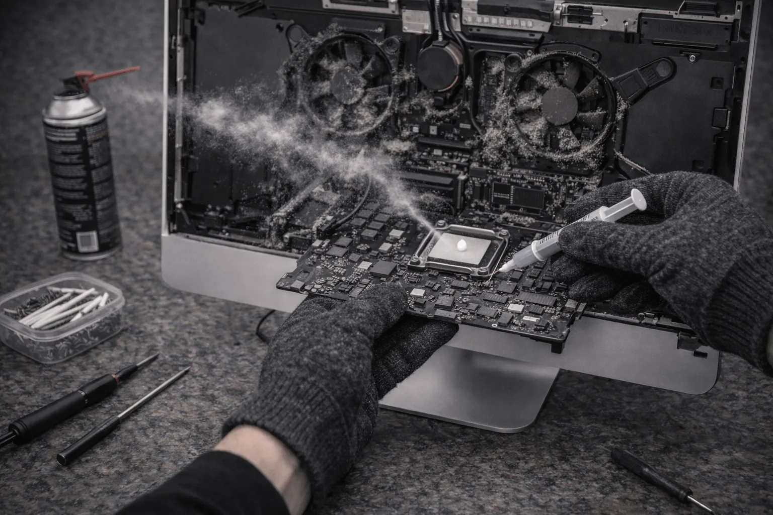 Чистка iMac от пыли и замена термопасты