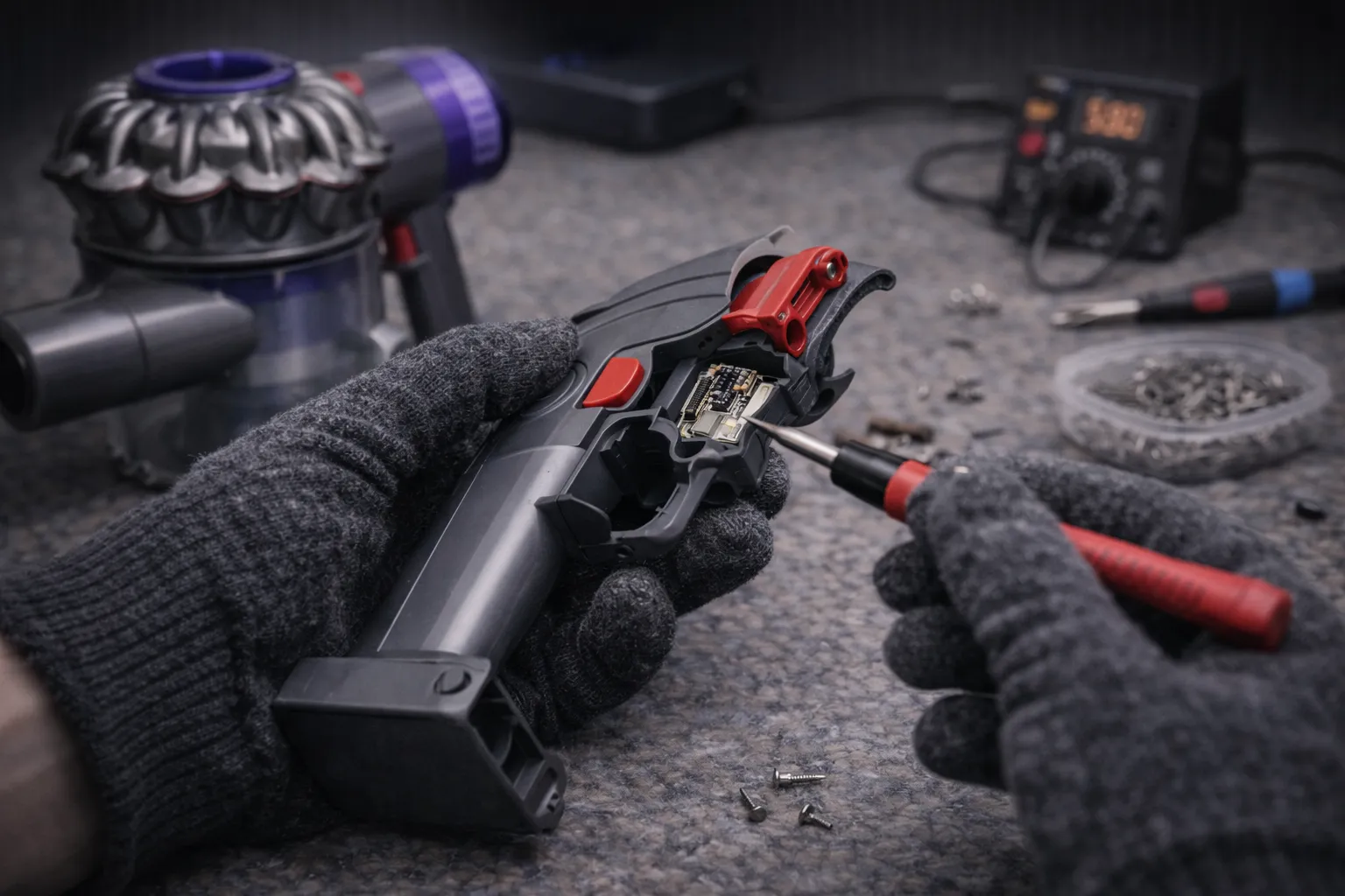 Ремонт кнопки включения пылесоса Dyson