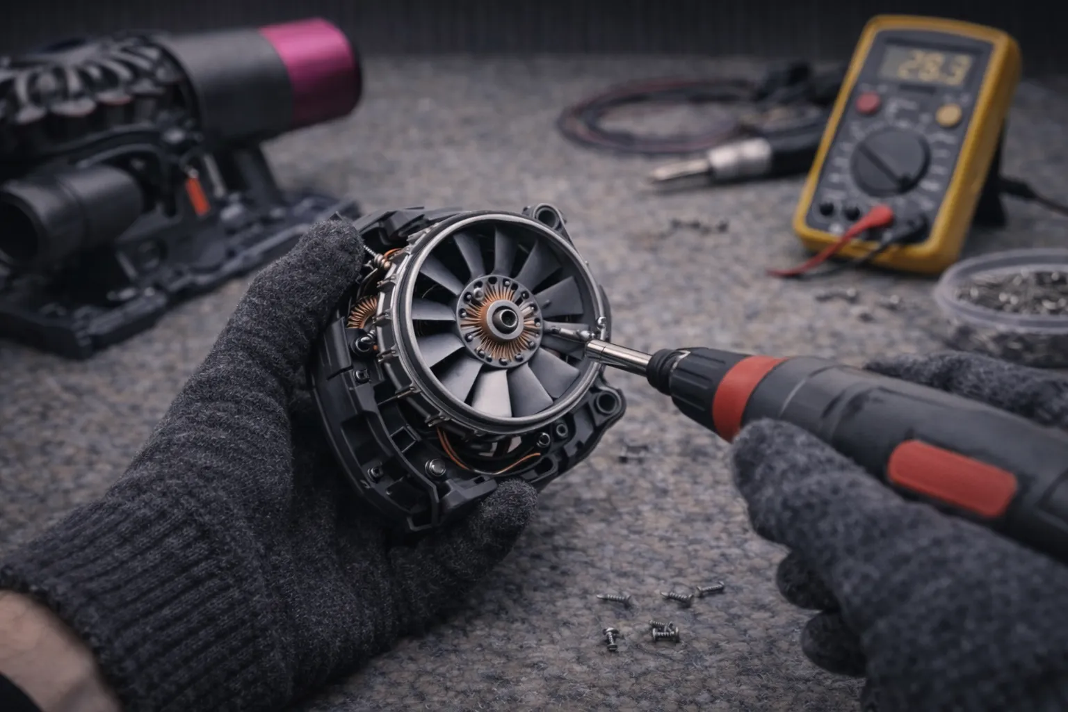 Ремонт моторного блока фена Dyson